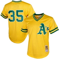 Men's Mitchell & Ness Rickey Henderson Yellow Athletics Cooperstown Mesh Batting Practice Jersey