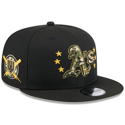 Casquette snapback 9FIFTY Athletics 2024 Armed Forces Day de New Era pour homme noire