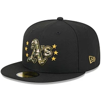 Men's New Era Black Athletics 2024 Armed Forces Day On-Field 59FIFTY Fitted Hat