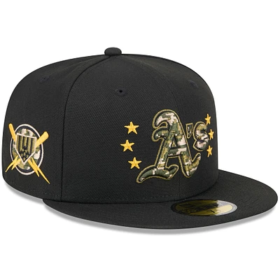 Casquette ajustée 59FIFTY Athletics 2024 Armed Forces Day On-Field pour homme de New Era, noire