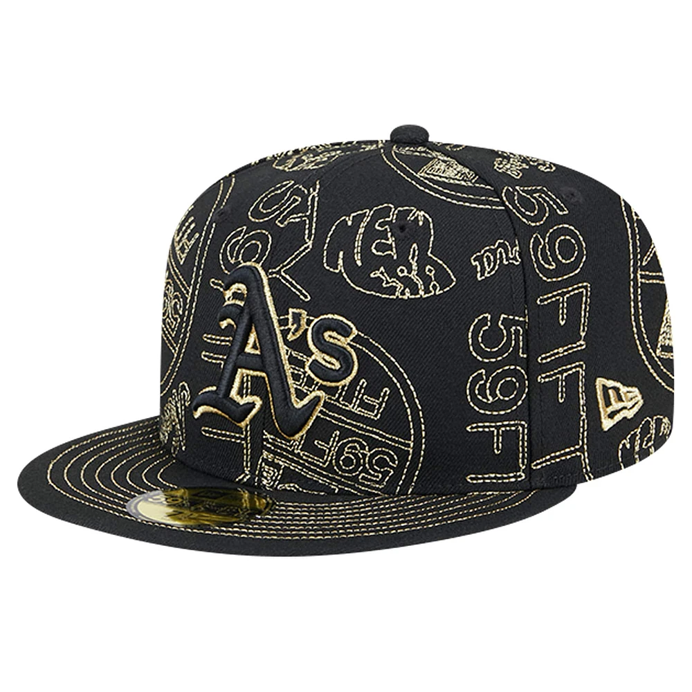 Casquette ajustée Athletics 59FIFTY Day Allover de New Era pour homme, noire