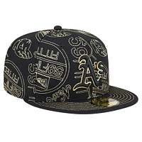 Men's New Era Black Athletics 59FIFTY Day Allover Fitted Hat