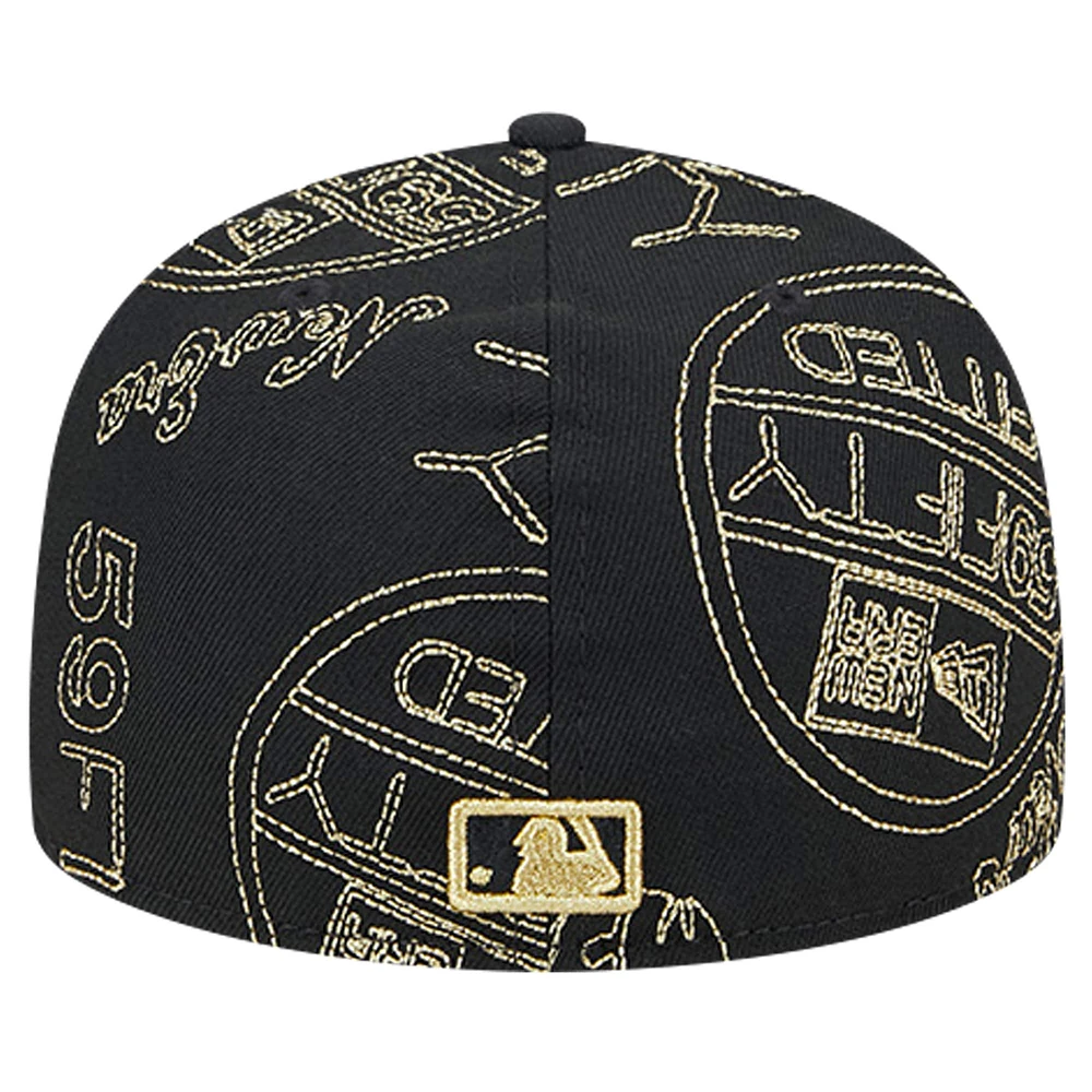 Men's New Era Black Athletics 59FIFTY Day Allover Fitted Hat