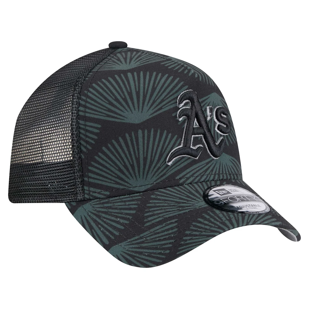 Men's New Era  Black Athletics 9FORTY A-Frame Trucker Adjustable Hat