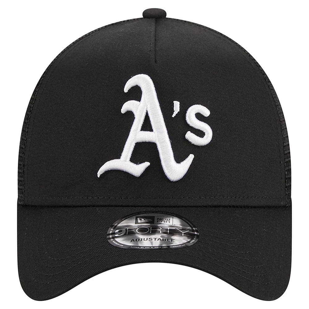 Men's New Era Black Athletics A-Frame 9FORTY Trucker Adjustable Hat