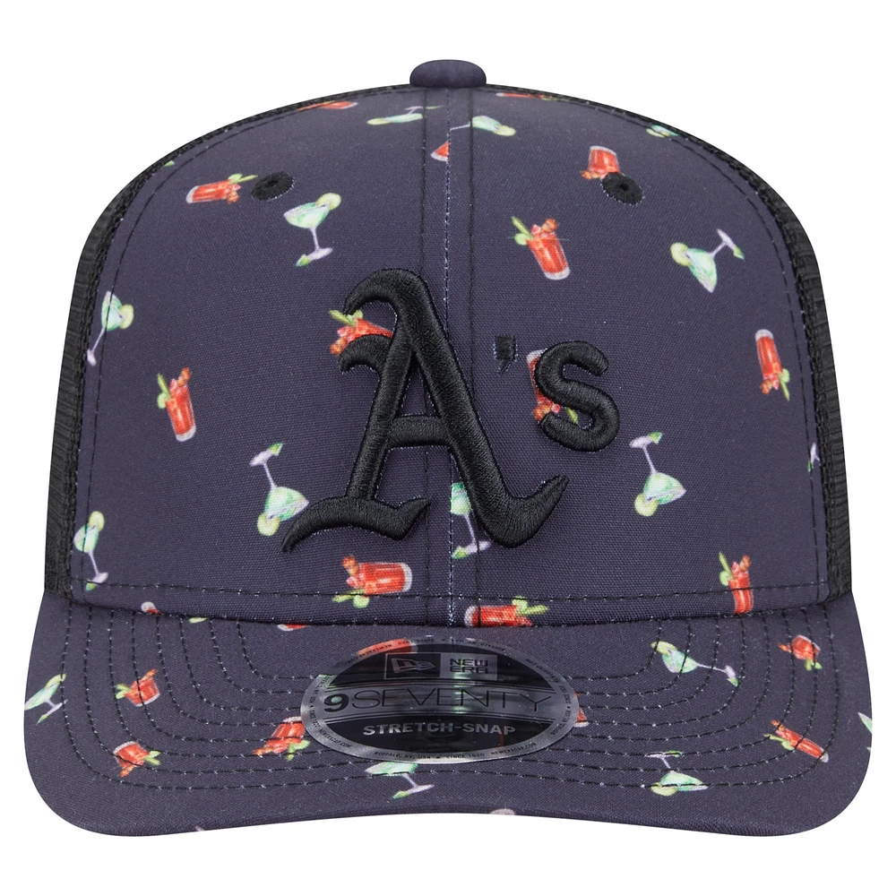 Men's New Era Black Athletics Adventure Drinks Pattern 9SEVENTY Stretch-Snap Hat