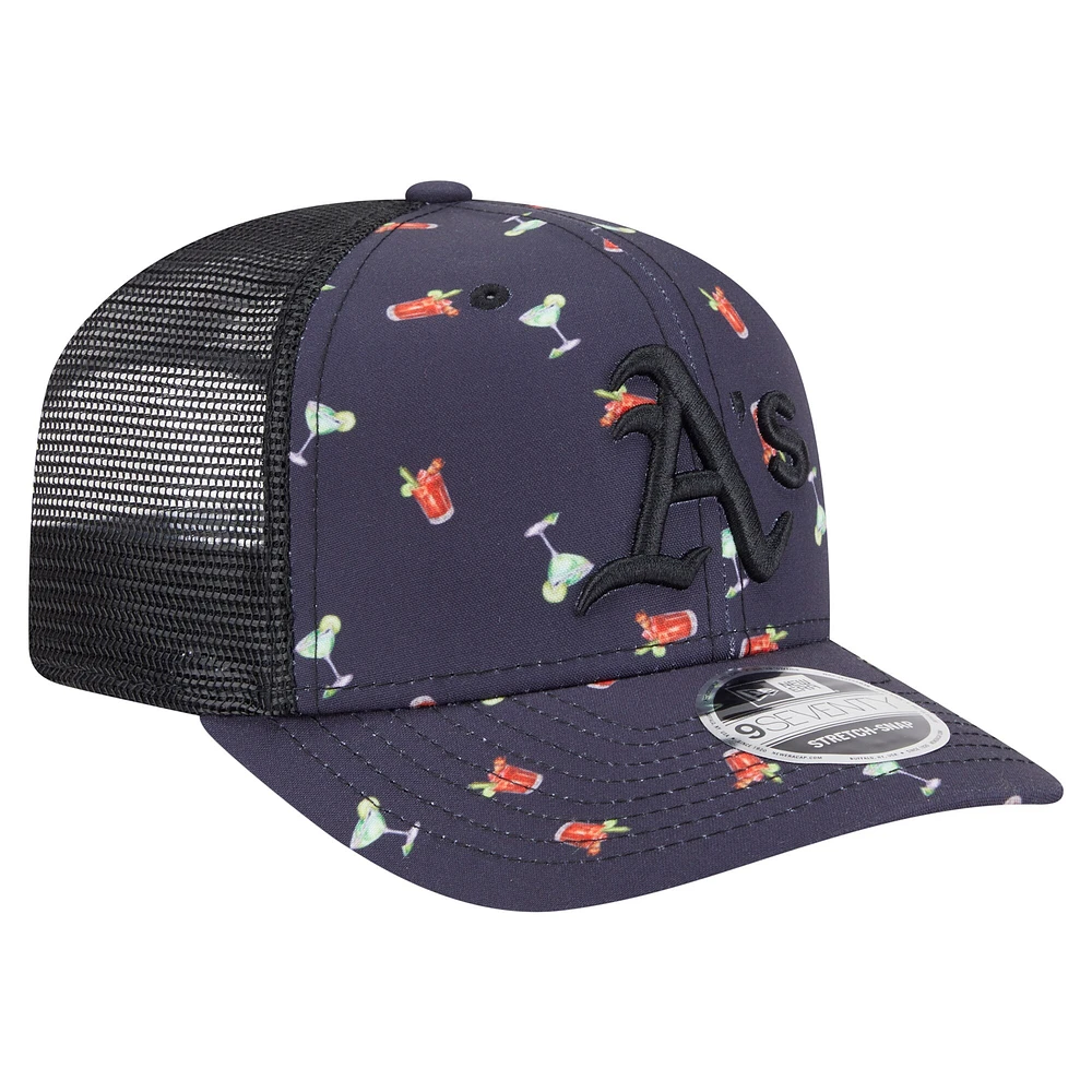 Men's New Era Black Athletics Adventure Drinks Pattern 9SEVENTY Stretch-Snap Hat