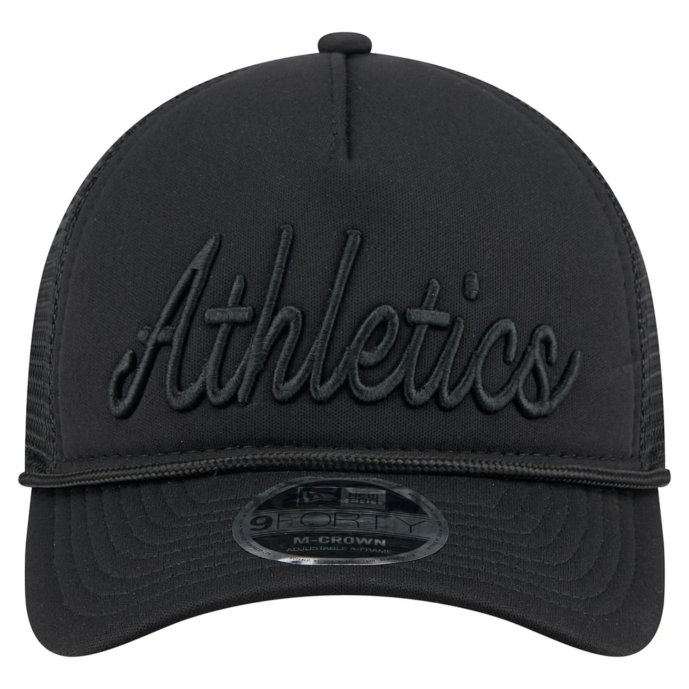 Men's New Era Black Athletics City Initial 9FORTY A-Frame M-Crown Adjustable Trucker Hat