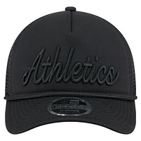 Men's New Era Black Athletics City Initial 9FORTY A-Frame M-Crown Adjustable Trucker Hat