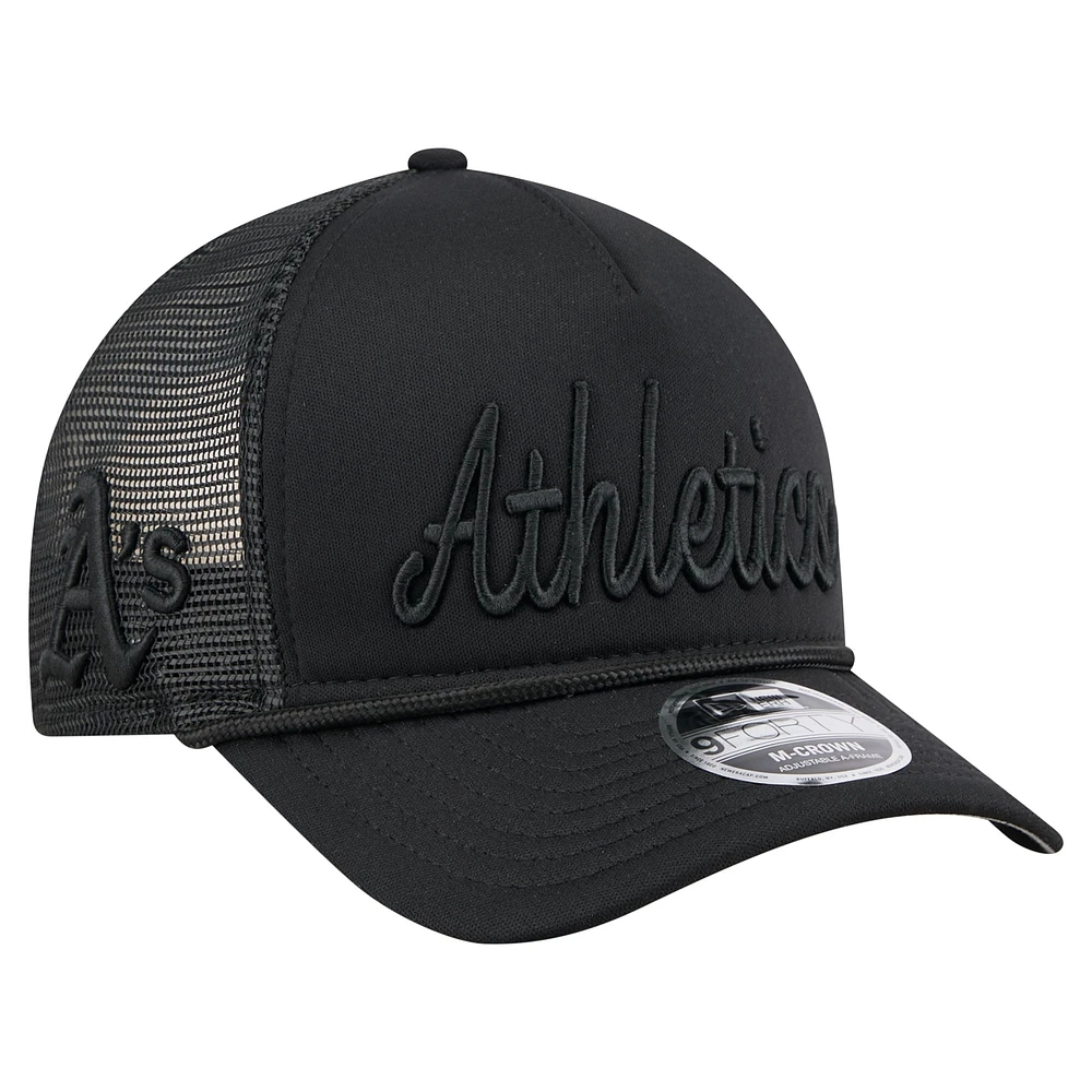 Men's New Era Black Athletics City Initial 9FORTY A-Frame M-Crown Adjustable Trucker Hat