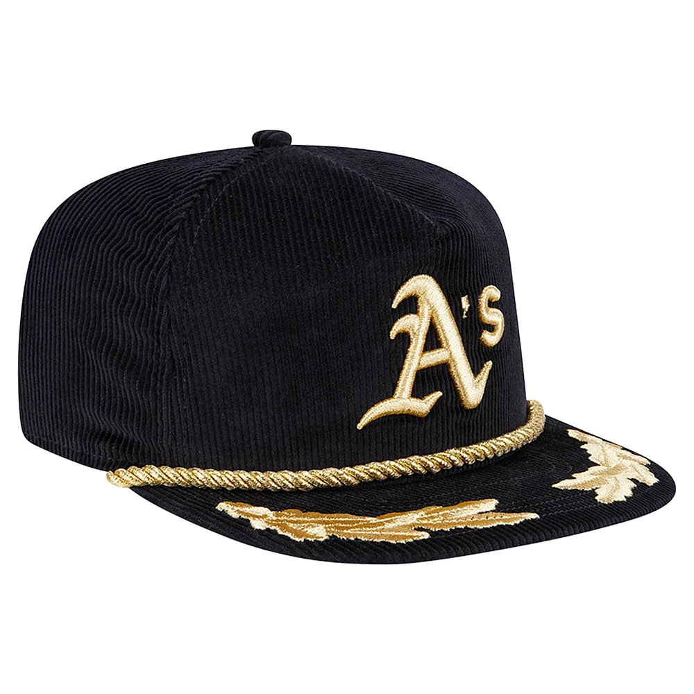 Casquette ajustable de golf en velours côtelé filigrané Athletics noire New Era pour homme