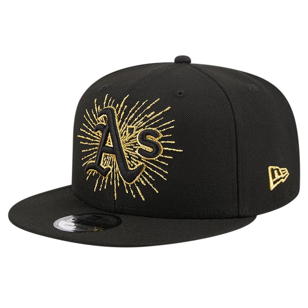 Men's New Era Black Athletics Metallic Logo 9FIFTY Snapback Hat