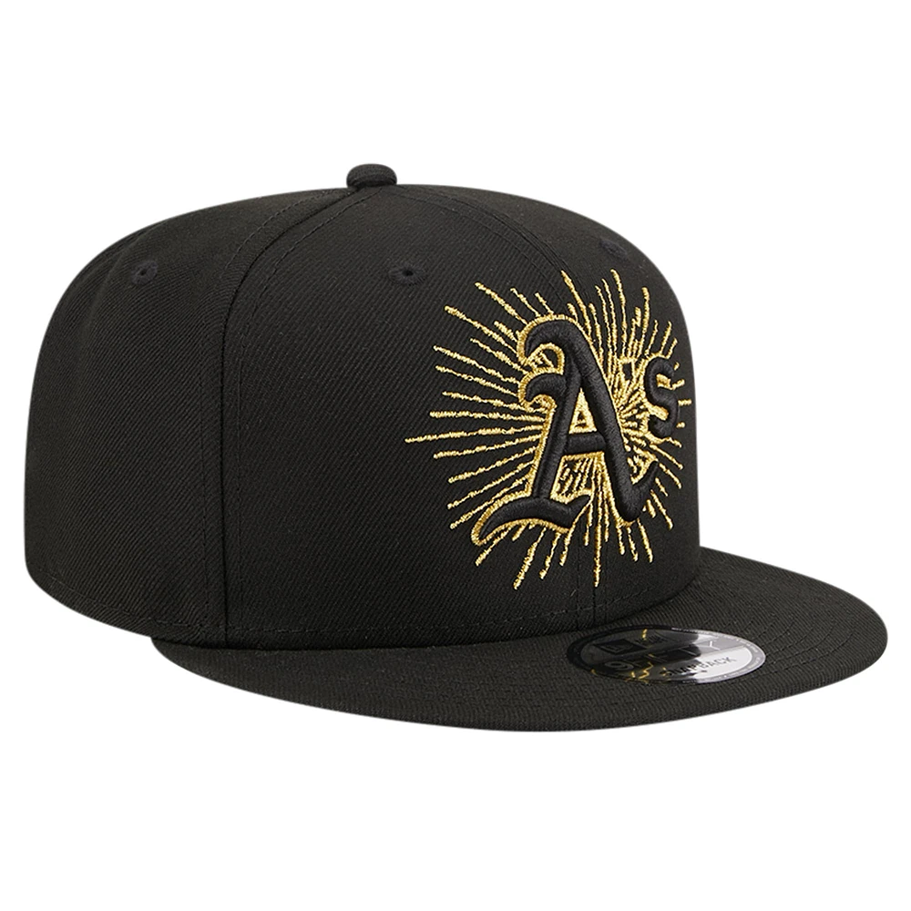 Men's New Era Black Athletics Metallic Logo 9FIFTY Snapback Hat