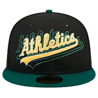 Men's New Era Black Athletics Shadow Stitch 59FIFTY Fitted Hat