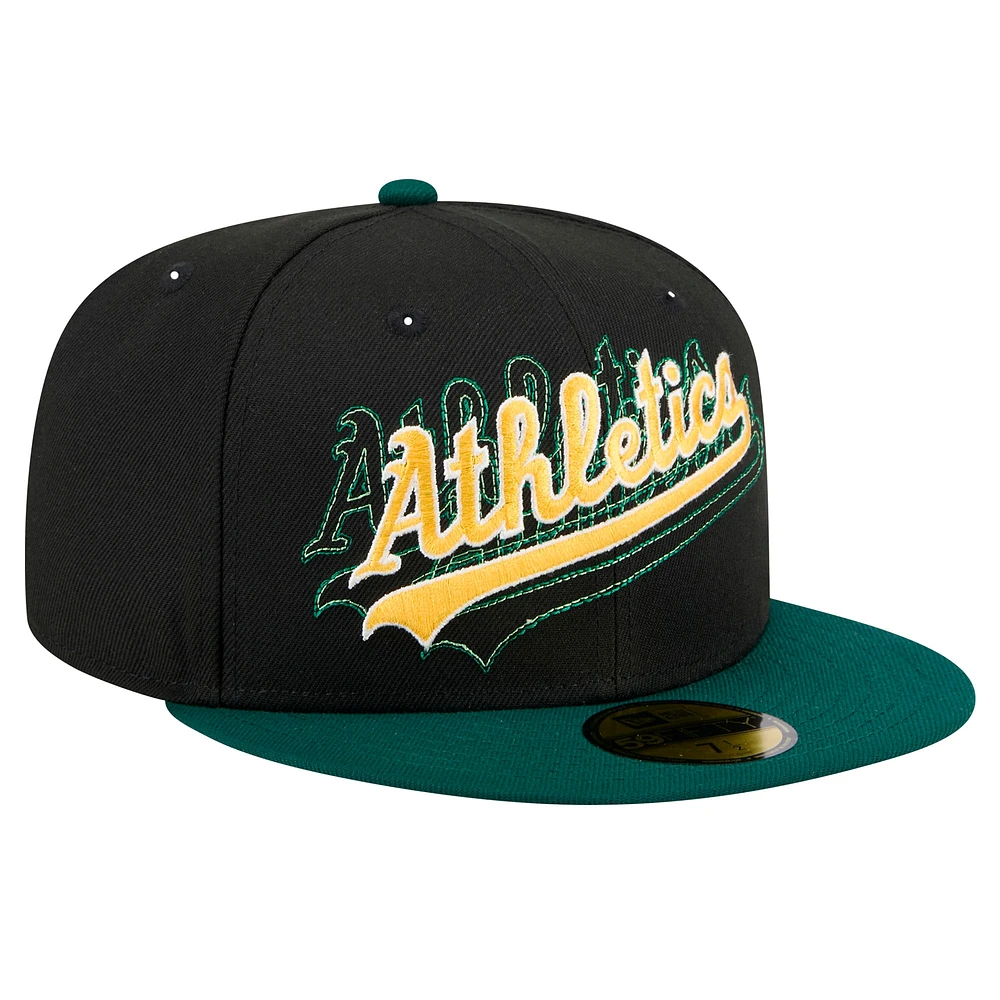 Casquette ajustée Athletics Shadow Stitch 59FIFTY noire New Era pour homme