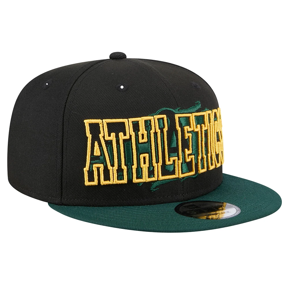 Casquette à visière plate noire Athletics Splatter 9FIFTY de New Era pour homme