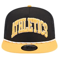 Casquette de golf New Era Athletics Throwback Meshback noire pour homme