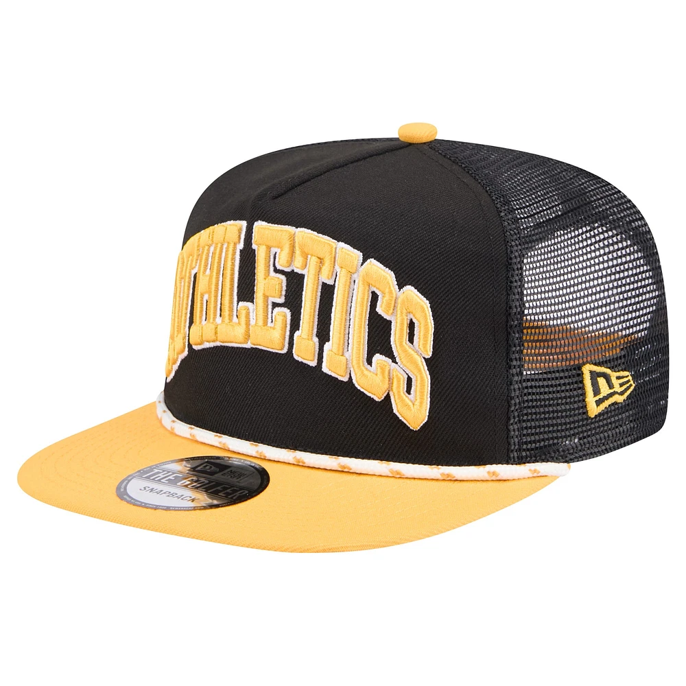 Casquette de golf New Era Athletics Throwback Meshback noire pour homme