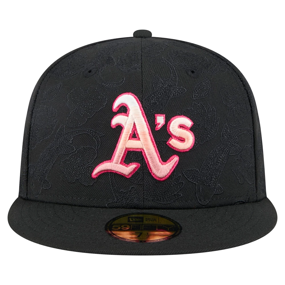 Men's New Era Black Athletics Tonal Koi 59FIFTY Fitted Hat