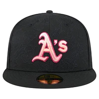Men's New Era Black Athletics Tonal Koi 59FIFTY Fitted Hat