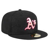 Men's New Era Black Athletics Tonal Koi 59FIFTY Fitted Hat