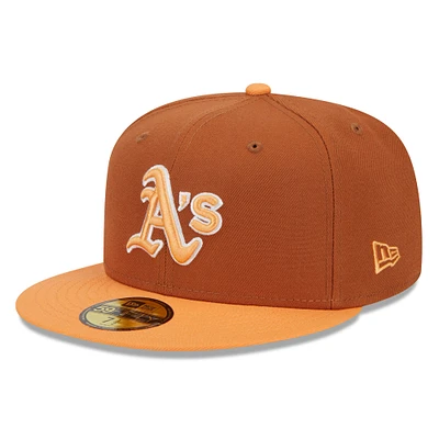 Casquette ajustée bicolore 59FIFTY Athletics marron/orange pour homme de New Era