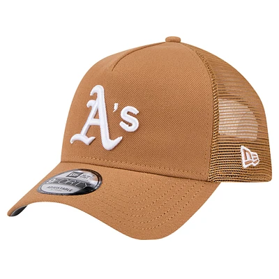 Men's New Era Brown Athletics A-Frame Trucker 9FORTY Adjustable Hat