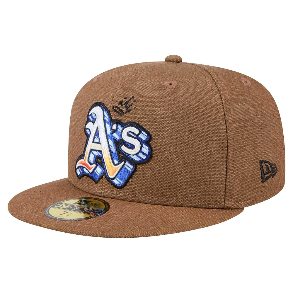 Men's New Era Brown Athletics Logo Scribble 59FIFTY Fitted Hat