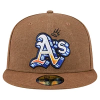 Men's New Era Brown Athletics Logo Scribble 59FIFTY Fitted Hat