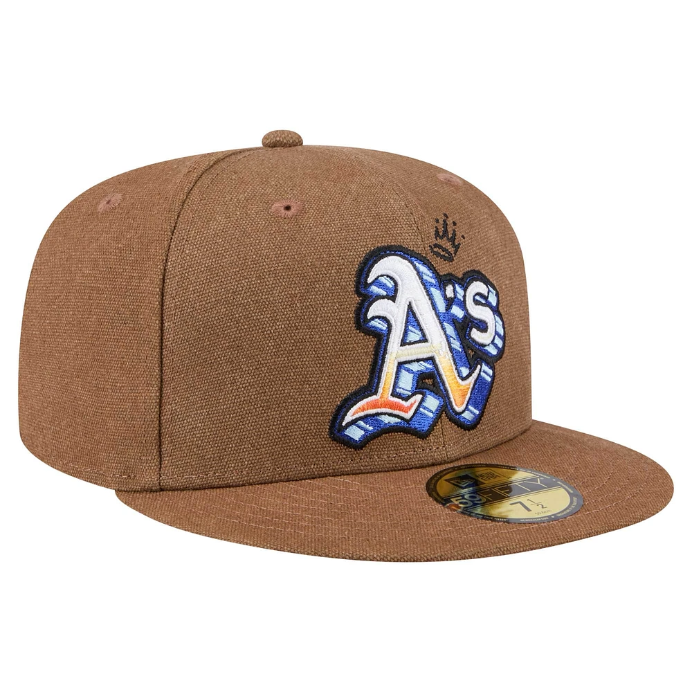 Men's New Era Brown Athletics Logo Scribble 59FIFTY Fitted Hat