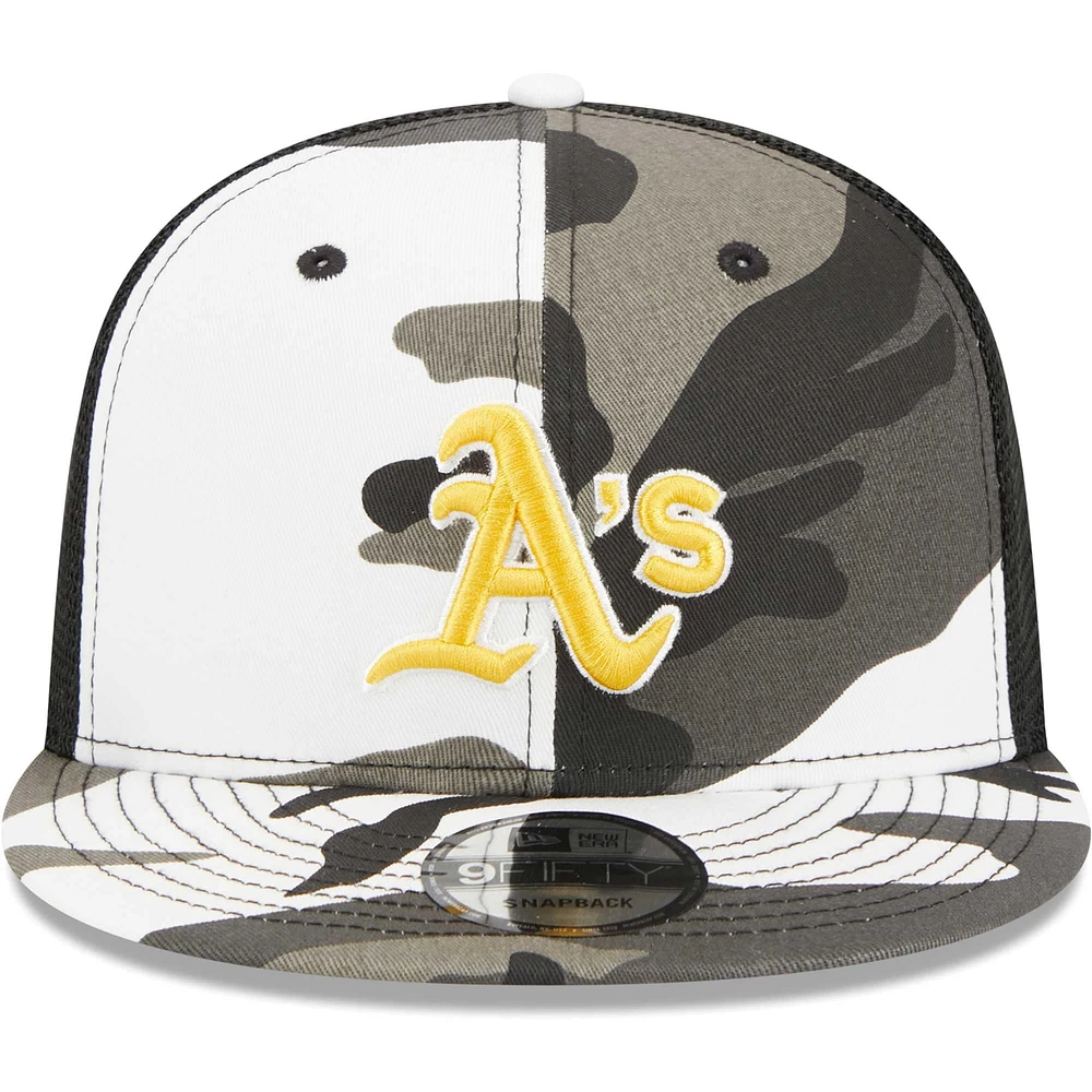 Men's New Era Camo Athletics Urban Camo Trucker 9FIFTY Snapback Hat