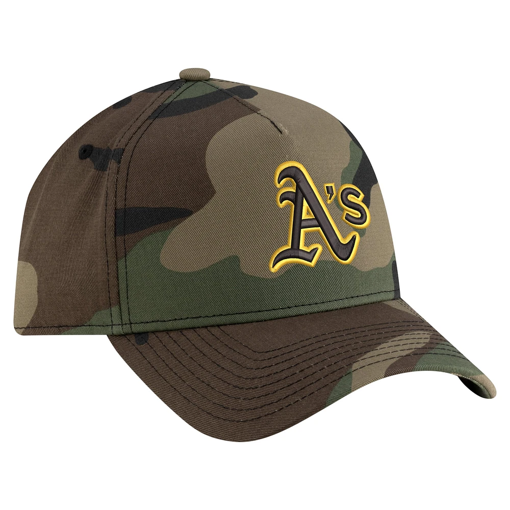 Men's New Era Camo Athletics Woodland Team Pop 9FORTY A-Frame Adjustable Hat