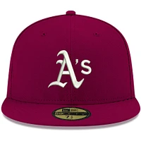 Casquette ajustée 59FIFTY Cardinal Oakland Athletics pour homme New Era, blanc