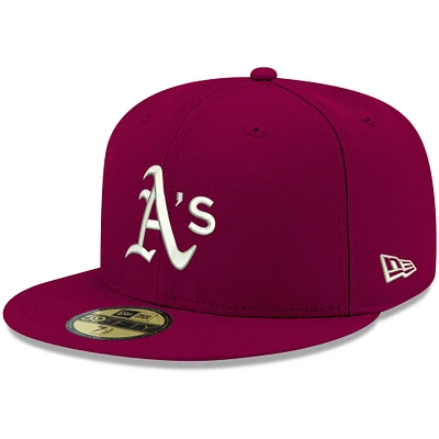 Casquette ajustée 59FIFTY Cardinal Oakland Athletics pour homme New Era, blanc