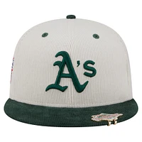 Men's New Era Cream/Dark Green Athletics Two-Tone Corduroy 59FIFTY Fitted Hat