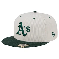 Men's New Era Cream/Dark Green Athletics Two-Tone Corduroy 59FIFTY Fitted Hat