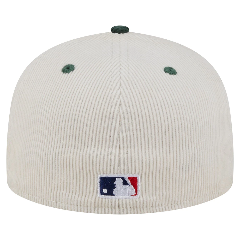 Men's New Era Cream/Dark Green Athletics Two-Tone Corduroy 59FIFTY Fitted Hat