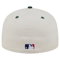 Men's New Era Cream/Dark Green Athletics Two-Tone Corduroy 59FIFTY Fitted Hat