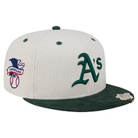 Men's New Era Cream/Dark Green Athletics Two-Tone Corduroy 59FIFTY Fitted Hat