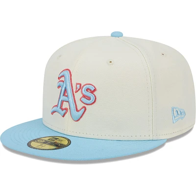 Casquette bicolore 59FIFTY Athletics pour homme, couleur crème/bleu clair, New Era