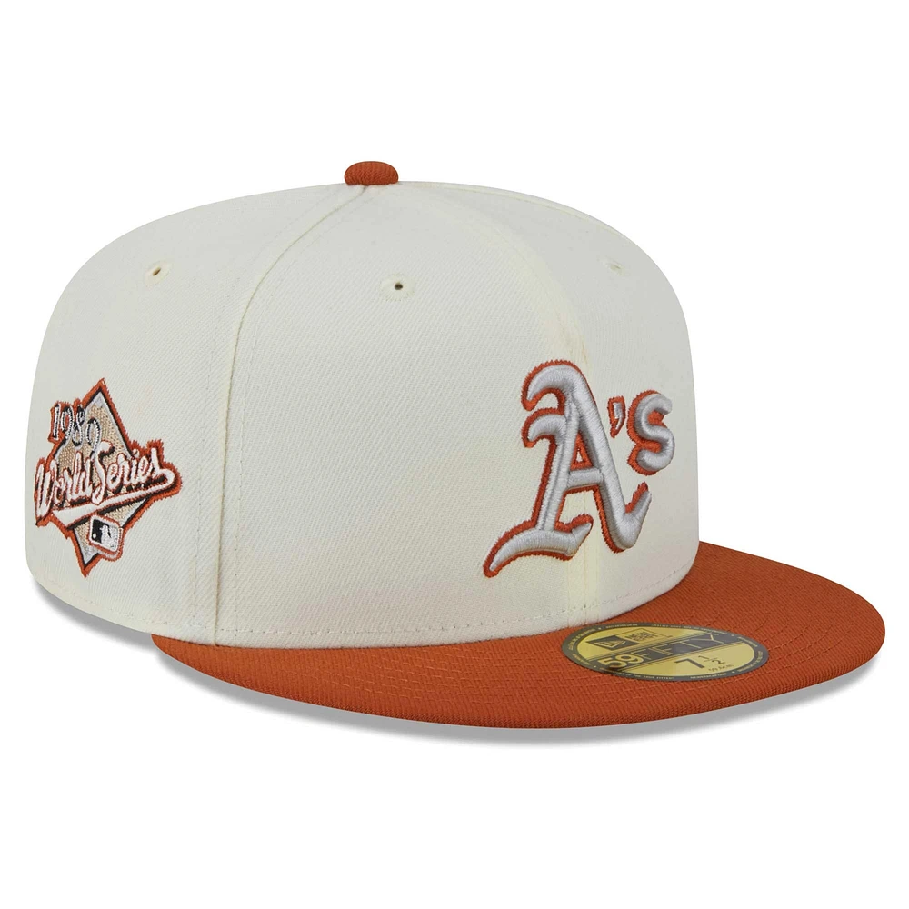 Casquette ajustée Athletics 59FIFTY New Era pour homme, couleur crème/orange