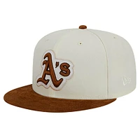 Casquette ajustée 59FIFTY Athletics en velours côtelé chromé pour homme New Era Cream