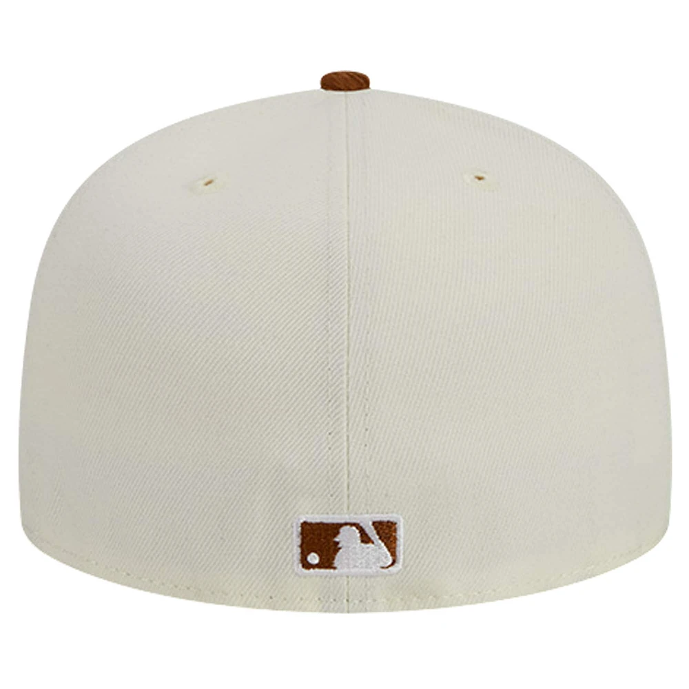 Men's New Era Cream Athletics Chrome Corduroy Visor 59FIFTY Fitted Hat