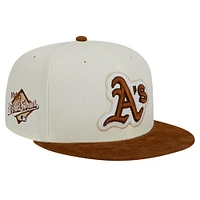 Casquette ajustée 59FIFTY Athletics en velours côtelé chromé pour homme New Era Cream