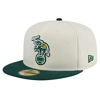Casquette ajustée Chrome 59FIFTY Athletics Cooperstown Collection pour homme de New Era, couleur crème