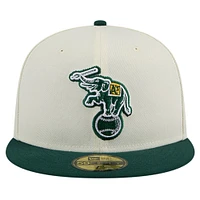 Casquette ajustée Chrome 59FIFTY Athletics Cooperstown Collection pour homme de New Era, couleur crème
