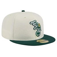 Casquette ajustée Chrome 59FIFTY Athletics Cooperstown Collection pour homme de New Era, couleur crème