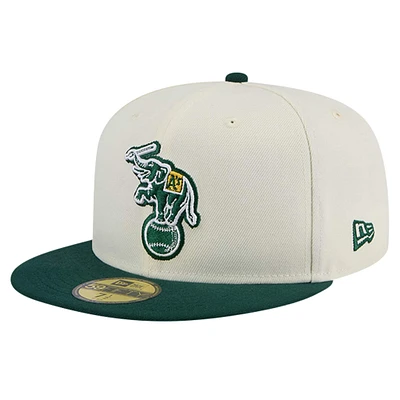 Casquette ajustée Chrome 59FIFTY Athletics Cooperstown Collection pour homme de New Era, couleur crème
