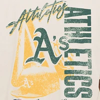 Men's New Era Cream Athletics Cooperstown Collection Oversized Throwback Distressed T-Shirt