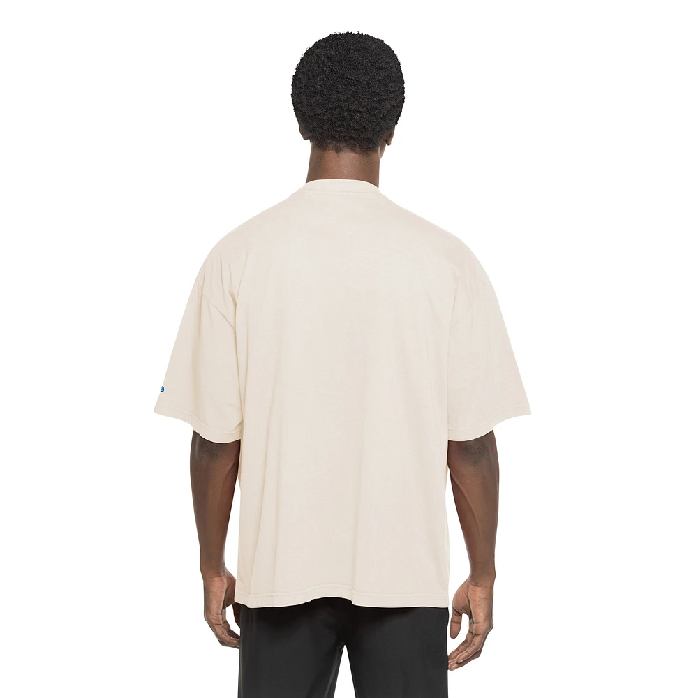 Men's New Era Cream Athletics Cooperstown Collection Oversized Throwback Distressed T-Shirt